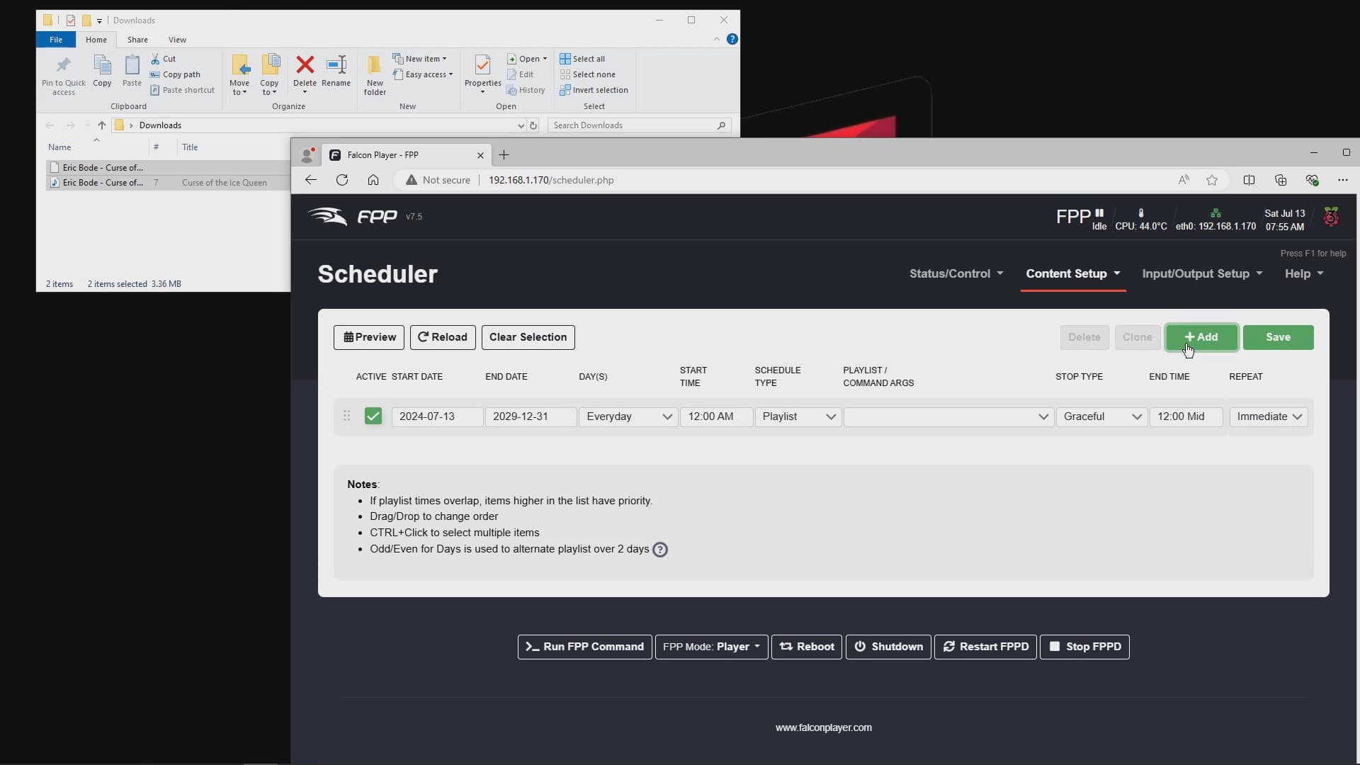 Adding new schedule