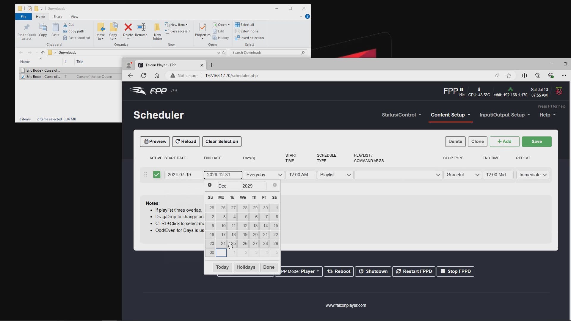 Setting schedule dates
