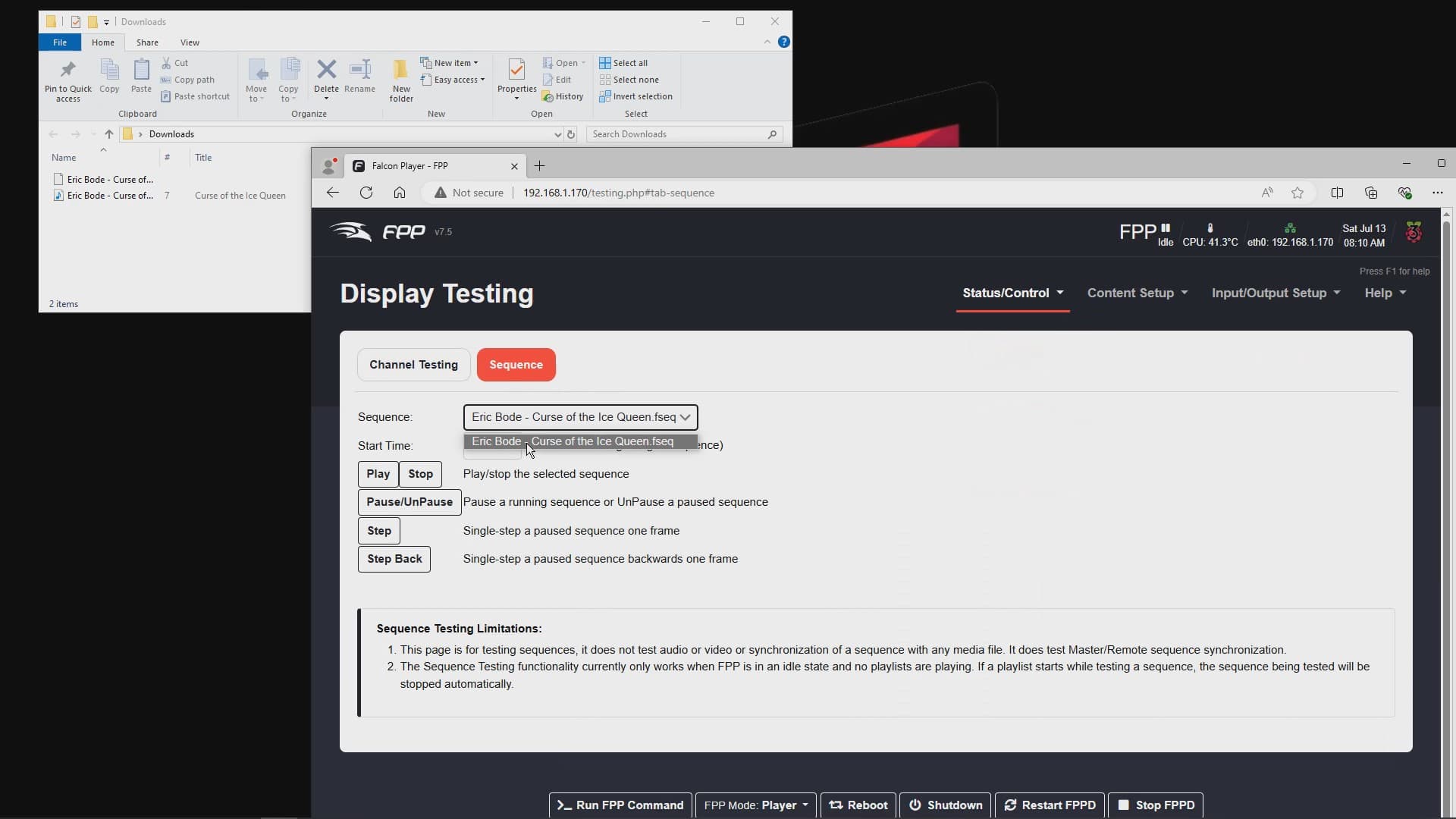 Selecting sequence for testing