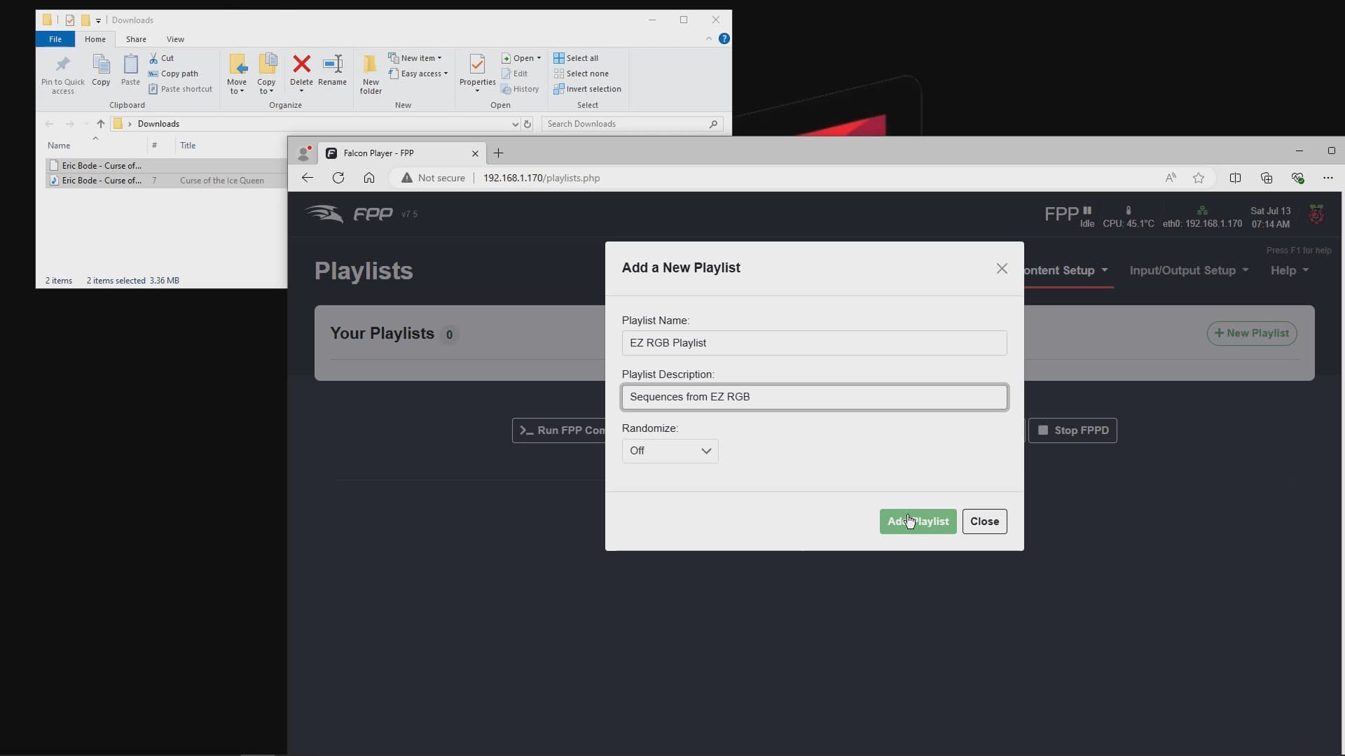 Configuring playlist settings