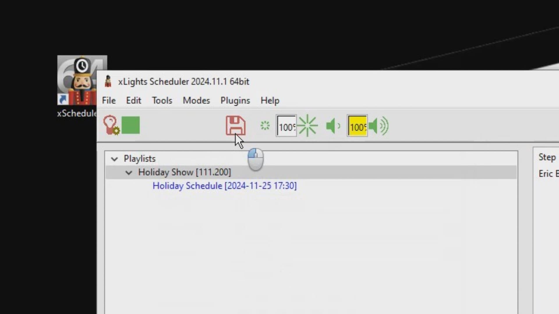 Saving schedule settings