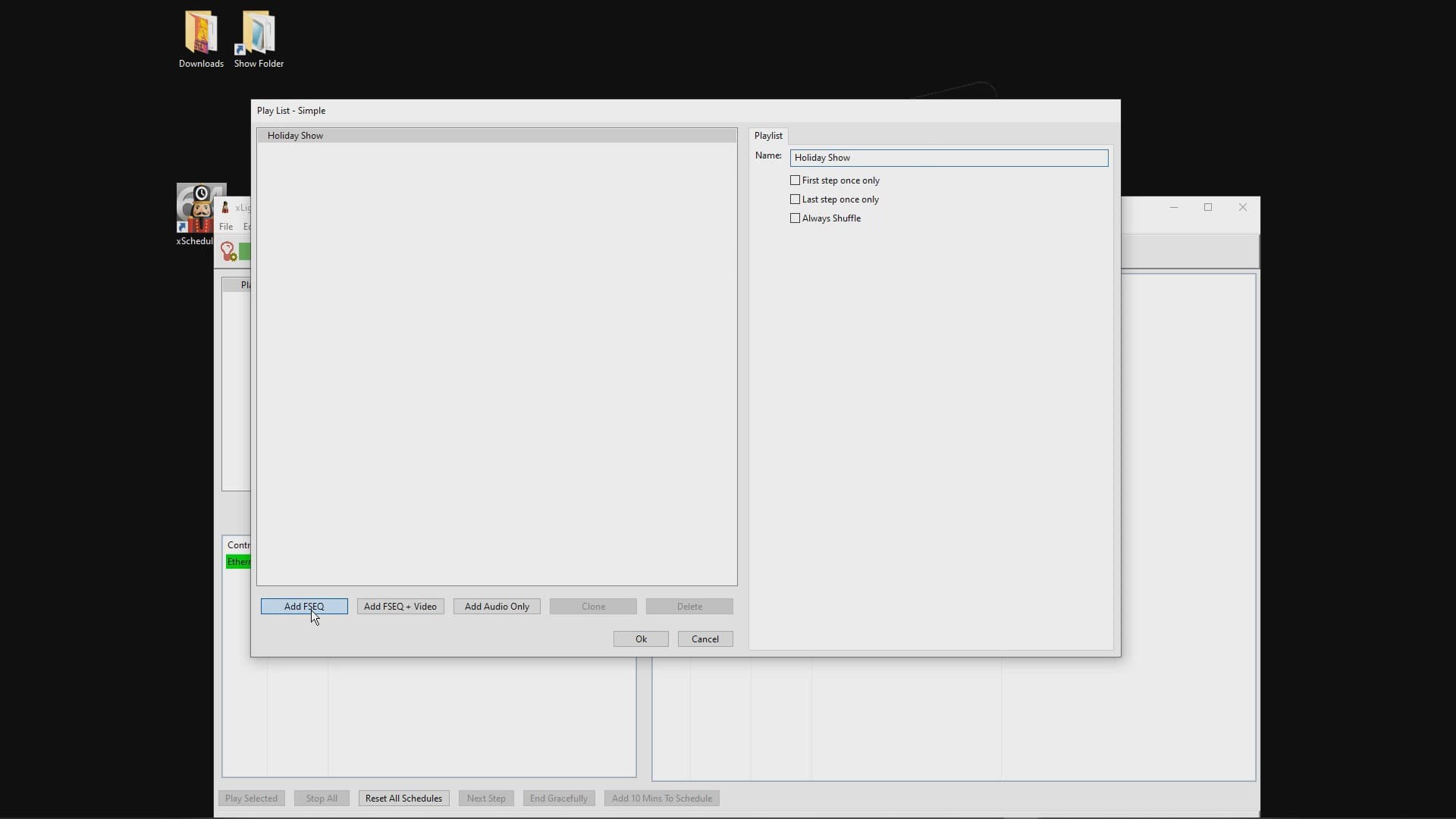 Adding FSEQ file to playlist