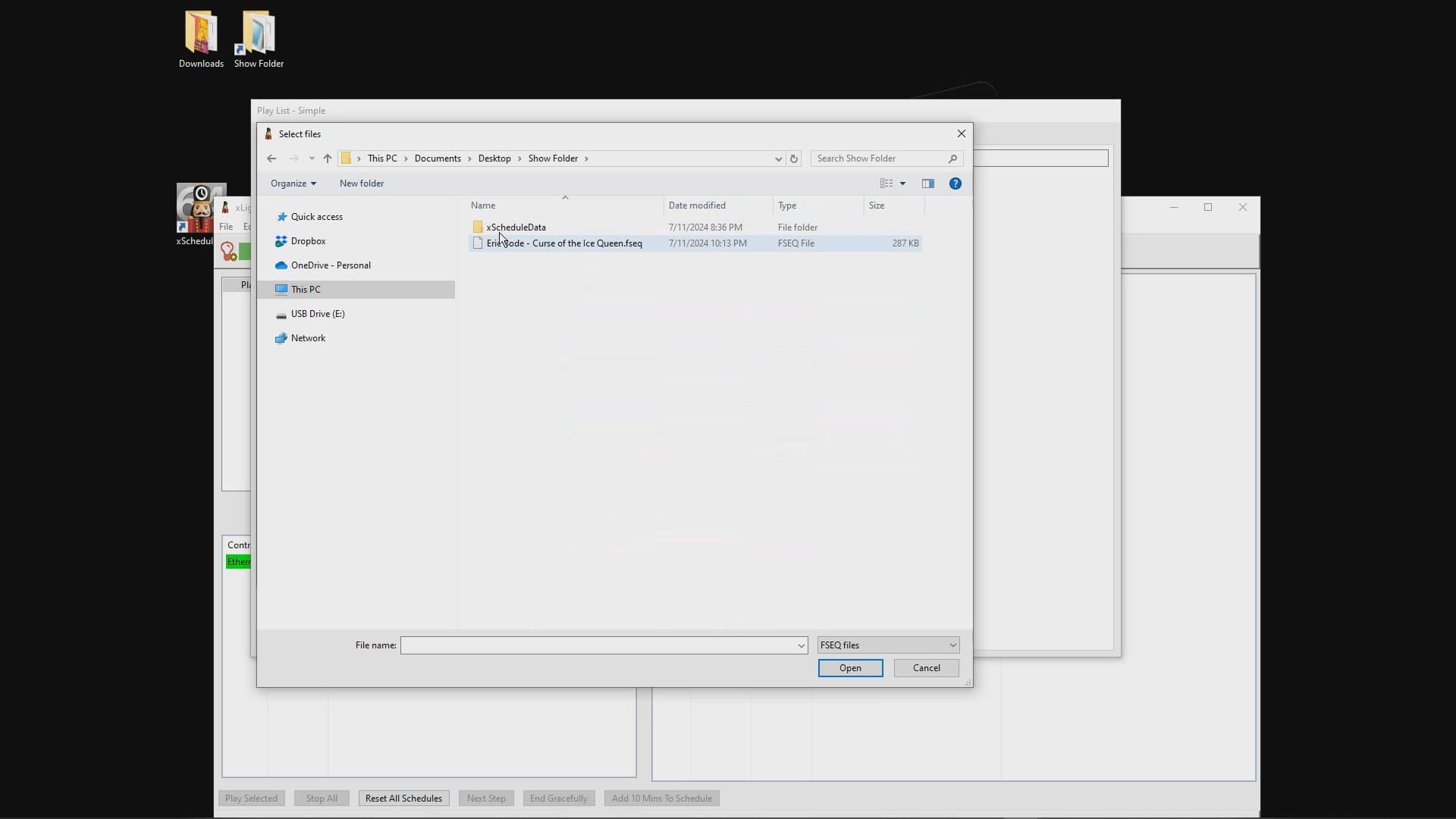 Selecting FSEQ file