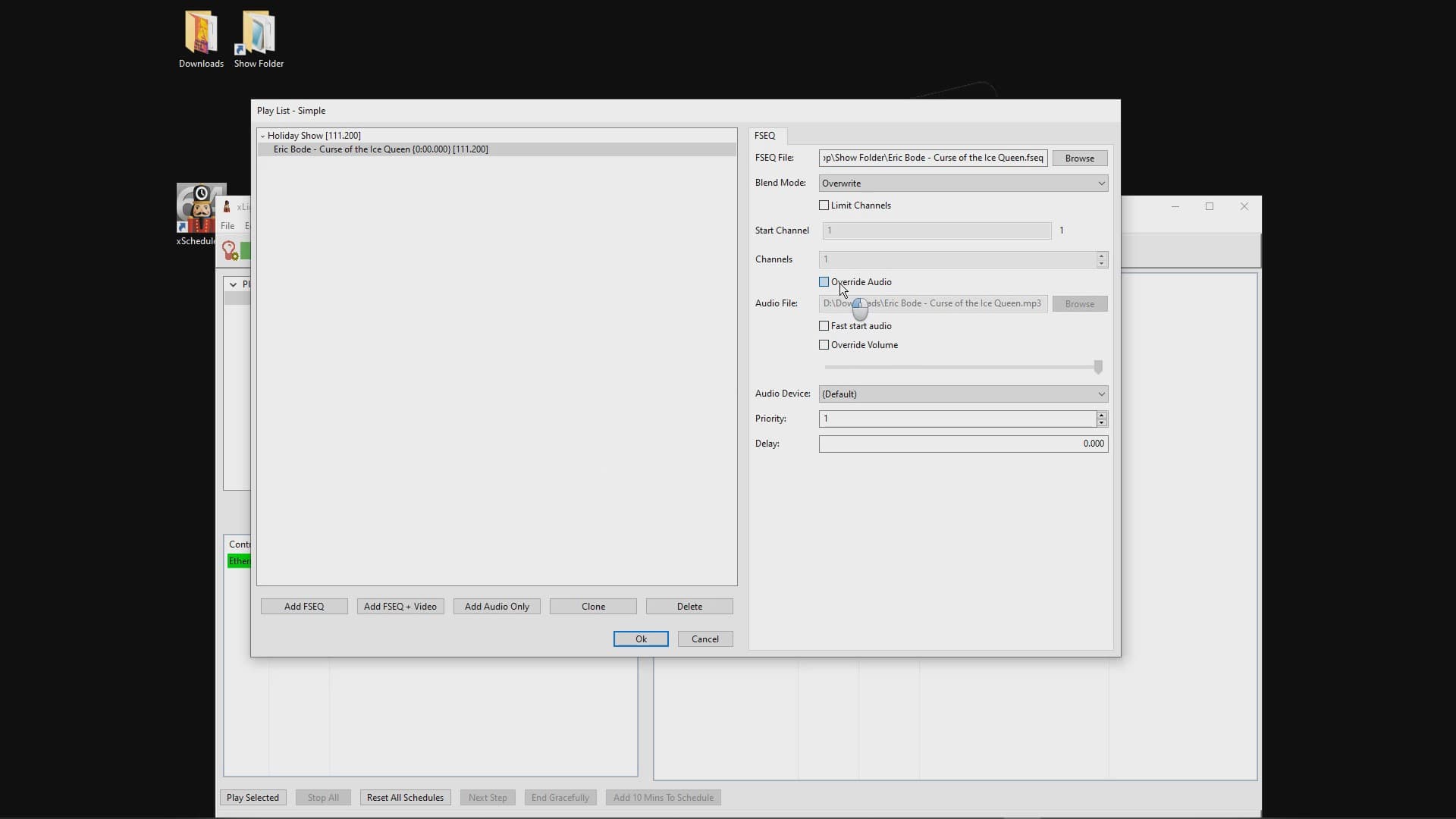 Overriding audio settings