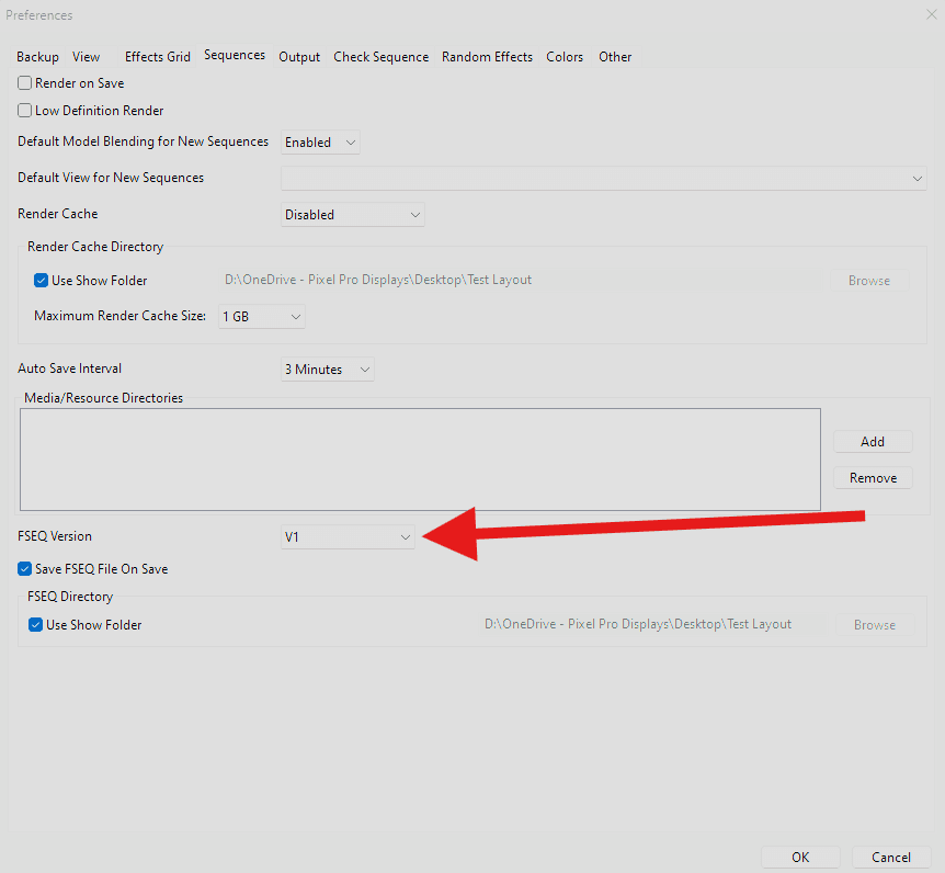 Setting FSEQ version to V1